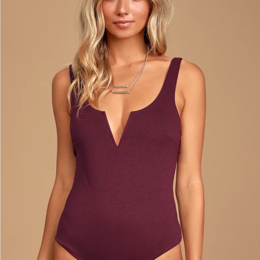 Lulu’s XOXO Burgundy Sleeveless Bodysuit